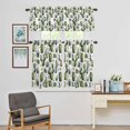 thumbnail image 4 of Kitchen Window Curtains Valance and Tier Set, Watercolor Cactus Flower Rod Pocket Tier Curtain Valance Set, Green Tropical Plants Light Filtering Cafe Curtains for Bedroom Living Room, 4 of 9