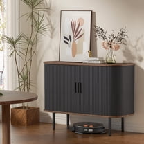 Vabches Sideboard Buffet Cabinet with 2 Sliding Tambour Doors, 31" Farmhouse Storage Cabinet with Adjustable Shelves for Living, Dining Room, Kitchen, Hallway