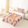 thumbnail image 5 of Manfei Brown Animals Capybara Twin Sheets,Cute Monogrammed M Print Bedding,3 Pieces, 5 of 6