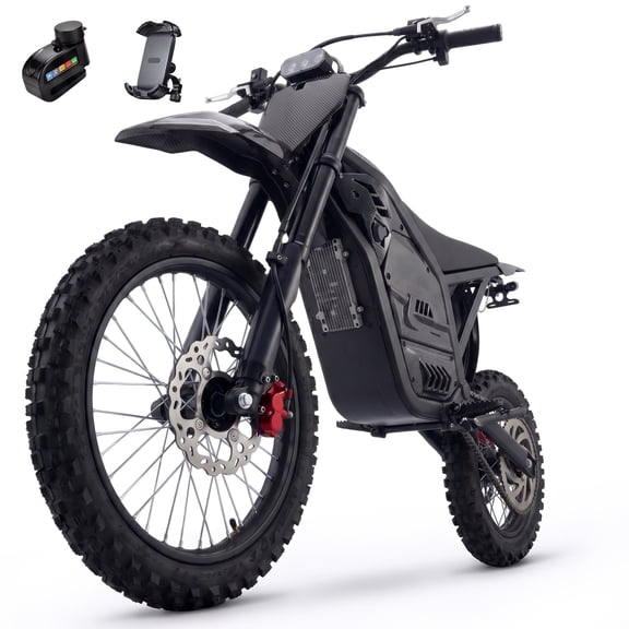 AMYET Electric Dirt Bike for Teens&Adults, 4000W Peak, up to 45 mph, 48V 23Ah, UL 2272, 14"/12" Tires, Black
