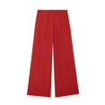 thumbnail image 2 of HH TRAF Pantalones de verano elegantes de mezcla de lino rojo con pierna ancha para mujer, pantalones largos hasta el tobillo con bolsillos y cremallera para oficina para mujer, 2 of 4
