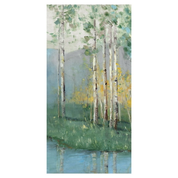 Masterpiece Art Gallery Birch Reflections Lakeside IV Canvas Art Print 17" x 34"