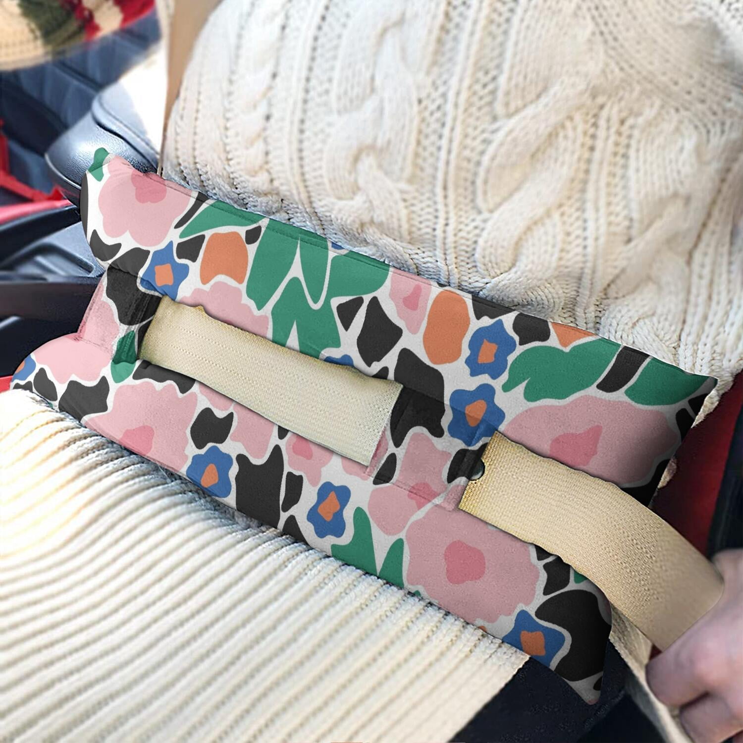 Aesthetic Watercolor Floral Mastectomy Pillow - Post Surgery Seatbelt Cushion for Women