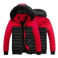thumbnail image 3 of Brondbend Men's Coats Men's Jacket Hooded Long Sleeved Zipper Pocket Outerwear Multicolor Warm Jacket Loose Fit Going out Tops Red, 3 of 5