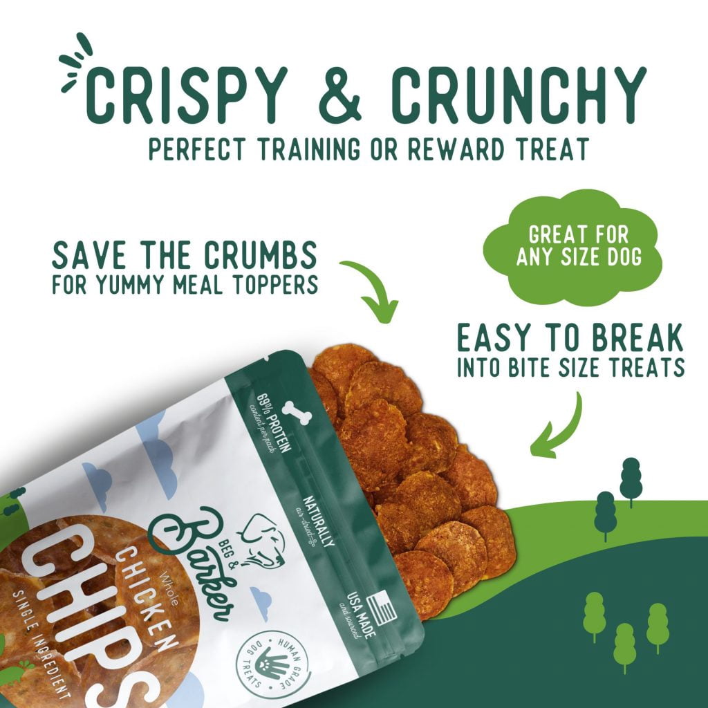 Beg & Barker All Natural Human Grade Chicken Chips for Dogs Treats 8 oz