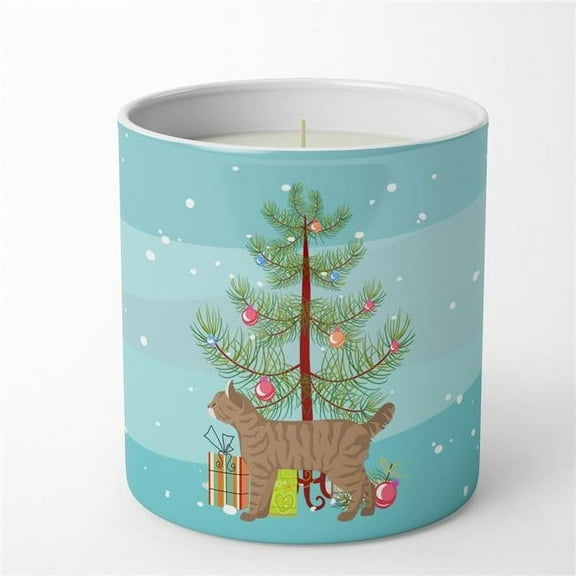 Carolines Treasures CK4630CDL 3.75 x 3.25 in. Unisex Highlander Lynx No.1 Cat Merry Christmas 10 oz Decorative Soy Candle