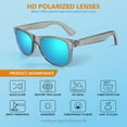 thumbnail image 5 of LINVO Classic Retro Transparent Gray Frame Polarized Blue Sunglasses for Men Women Fishing Driving Hiking, 5 of 7