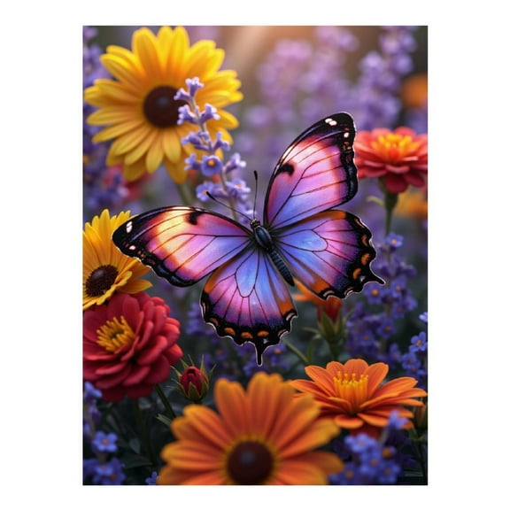 Diamond Art Kits for Adults, Colorful Butterfly In Flower Garden 5D Diamond Painting Kits for Adults Beginners, DIY Full Drill Diamond Painting, Gem Art and Crafts 12x16