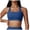 Blue, variant on Women's Workout Bras Square Neck Halter Twist Back Low-Medium Impact Yoga Crop Tank (Grey, L)