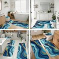 thumbnail image 4 of Blue and Gold Marble Pattern Bathroom Rug Set 4 Piece,Includes Contour,Lid Cover,Bath Mat,Non-Slip Extra Soft Absorbent Washable, 4 of 5