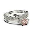 thumbnail image 2 of Dazzling Minimalist 2.25 Carat Round Cut, Affordable Morganite And Diamond Moissanite Engagement Ring, Wedding Gift, Two Matching Band In 18K White Gold Plating, Gift For Her, Promise Ring, 2 of 4
