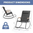 thumbnail image 4 of Ktaxon Outdoor Rocking Chair with Padded Headrest, Footrest & Plastic Wood Armrest, Textilene Seat, for Patio, Balcony, Backyard, Black, 4 of 7