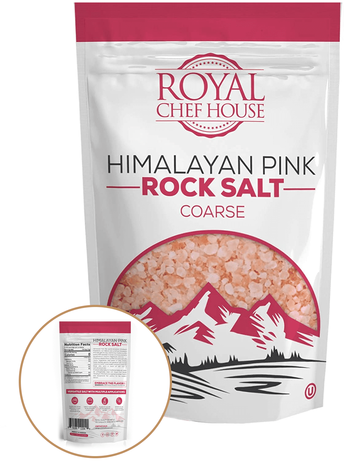 Himalayan Salt 5lbs Coarse Salt, Gourmet Pure Pink Salt for Grinders