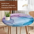 thumbnail image 3 of Purple Blue Marble Round Tablecloth 55-60 Inch Round Fitted Table Cloth with Elastic Edge, Modern Ink Painting Abstract Art Waterproof Table Cover Protector for Outdoor Picnic Party Dining, 3 of 6