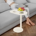 thumbnail image 3 of C-Shaped Side Table, Iron Couch Side Tables, Small TV Tray Tables for Living Room, Bedroom, 20 x 14in (Cream White), 3 of 19