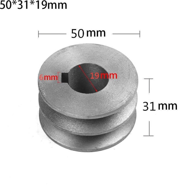 Chendee V-Belt Pulley A Type Double Slot Pulley Motor Cast Iron Dia Power Tool Accessory,50X31X19Mm