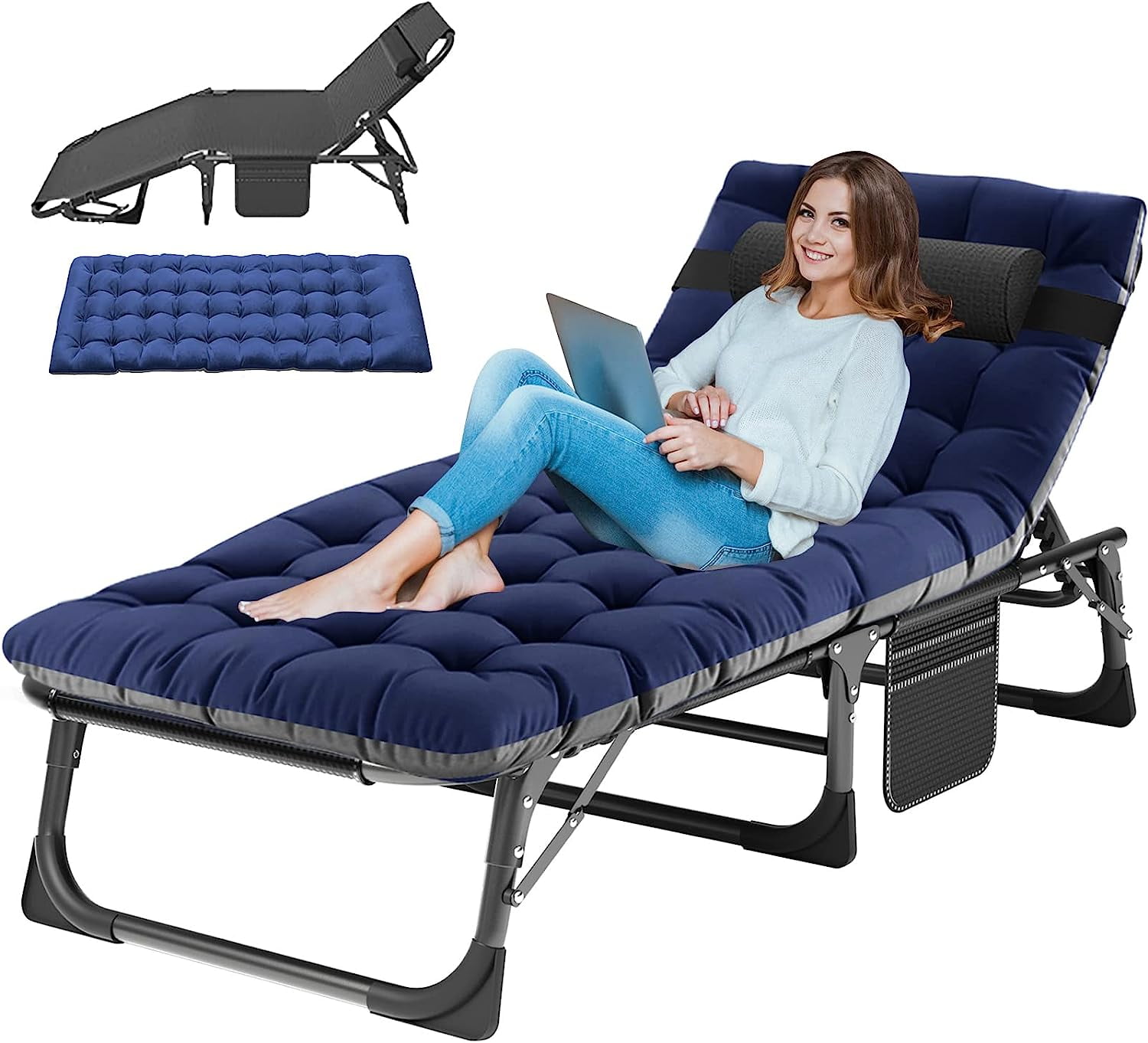 Slsy Folding Chaise Lounge Chair 5Position, Folding Cot, Heavy Duty