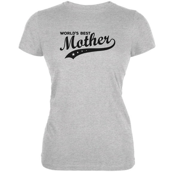Mother's Day - World's Best Mother Heather Grey Juniors Soft T-Shirt - X-Large