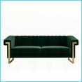 thumbnail image 3 of Modern Luxury Retro Green Velvet Sofa, 3-Seat Tufted Couch with Gold Accents for Living Room & Office, 3 of 17