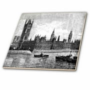 3dRose Famous Londons Big Ben In Black n White - Ceramic Tile, 6-inch