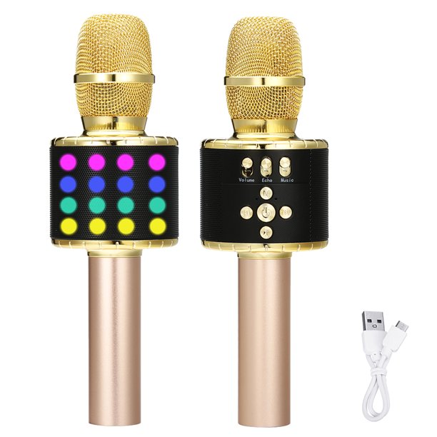 Karaoke Microphone,4 In 1 Wireless LED Karaoke Microphone with Light