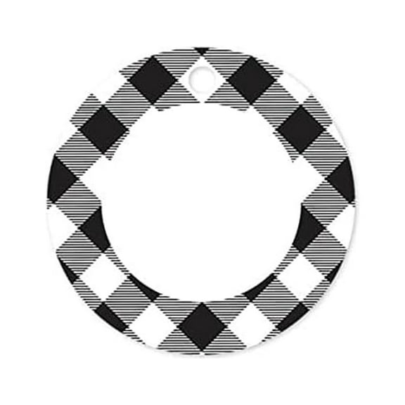 Buffalo Plaid Black Round Printed Gift Hang Tags - 3" in Diameter - 50 Pack (rptbpb1)