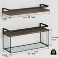 thumbnail image 2 of Floating Shelves with Wire Storage Basket, Bathroom Shelves Over Toilet, Set of 2, 2 of 7
