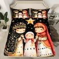 thumbnail image 2 of Manfei Merry Xmas Twin Sheet Sets,Cartoon Girls Twin Fitted Sheet,Happy New Year Flat Sheet For Teens,Ultra Soft Home Decor,3pcs, 2 of 7