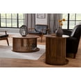 thumbnail image 5 of Martin Svensson Home Fenwick Round Slatted Solid Wood Coffee Table in Dark Wood, 5 of 6