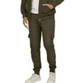 thumbnail image 2 of GuangCheng Mens Fleece Cargo Sweatpants,Slim Fit,Elastic Drawstring Waist,Joggers Multi Pockets,Casual Pants,Army Green,Size 2XL, 2 of 6