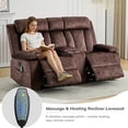 thumbnail image 4 of Power Recliner Loveseat Sofa with Console Storage, Heat & Massage, Reclining Sofa Couch with Cup Holders, USB & Type-C Ports, Dutch Velvet Recliner Couch for Living Room, RV,Office,Apartment, 4 of 9
