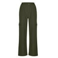 thumbnail image 4 of Yubnlvae Baggy Cargo Joggers - Women's Elastic Waist Hiking Pants (Wide Leg Sweatpants, Outdoor & Streetwear) Green L, 4 of 6