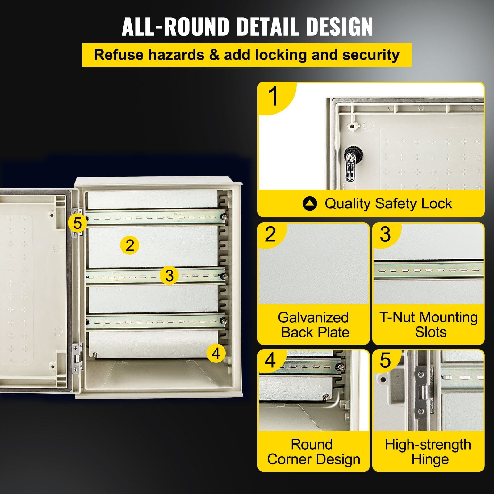 NEMA 4X Fiberglass Electrical Enclosure Box 16x12x8 Inch, IP66 Waterproof & Dustproof, Outdoor/Indoor Junction Box with Mounting Plate (40x30x20cm)