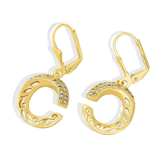 Initial Letter C Earrings For Women Handmade 18K Gold Plated Circle Leverback Dangle Drop Earring Jewelry Gifts