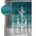 thumbnail image 3 of Small Stall Shower Curtain 36x78 Inch Narrow Half Size Nautical Anchor Teal Green Bath Curtains Bathroom Decor Coastal Ocean Ombre Striped Waterproof Fabric Shower Curtain Set with Hooks 36 Inch, 3 of 6