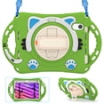 thumbnail image 1 of Kids Case for iPad Mini 6, Cute Cat Design Heavy Duty Rugged Case with Kickstand Handstrap Shoulder Strap Pencil Holder Shockproof Case For iPad mini (6th Generation),Purple, 1 of 7
