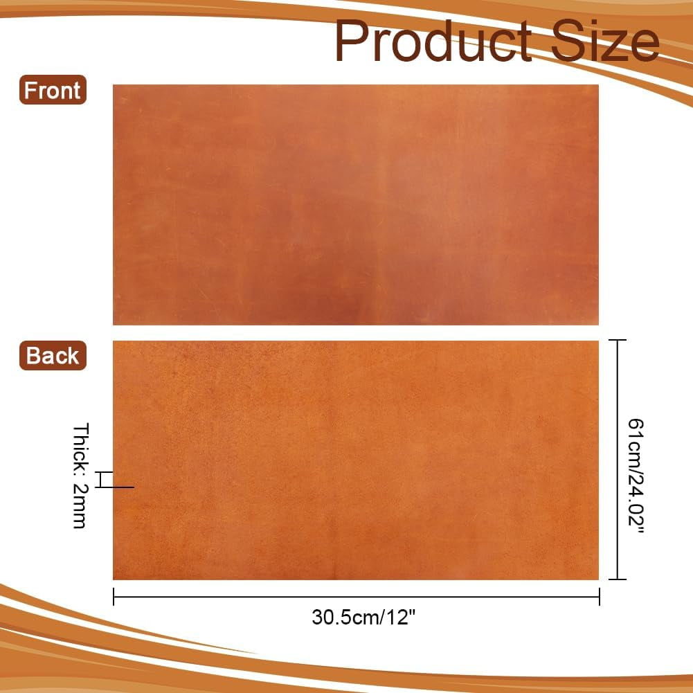 Genuine Leather Sheets 2mm Thick Tooling Leather Square Cowhide Craft Leather Pieces Rectangle Leather Fabric