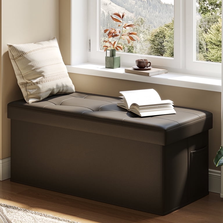 Pinmoco 30" Foldable Leather Storage Ottoman Bench photo 1