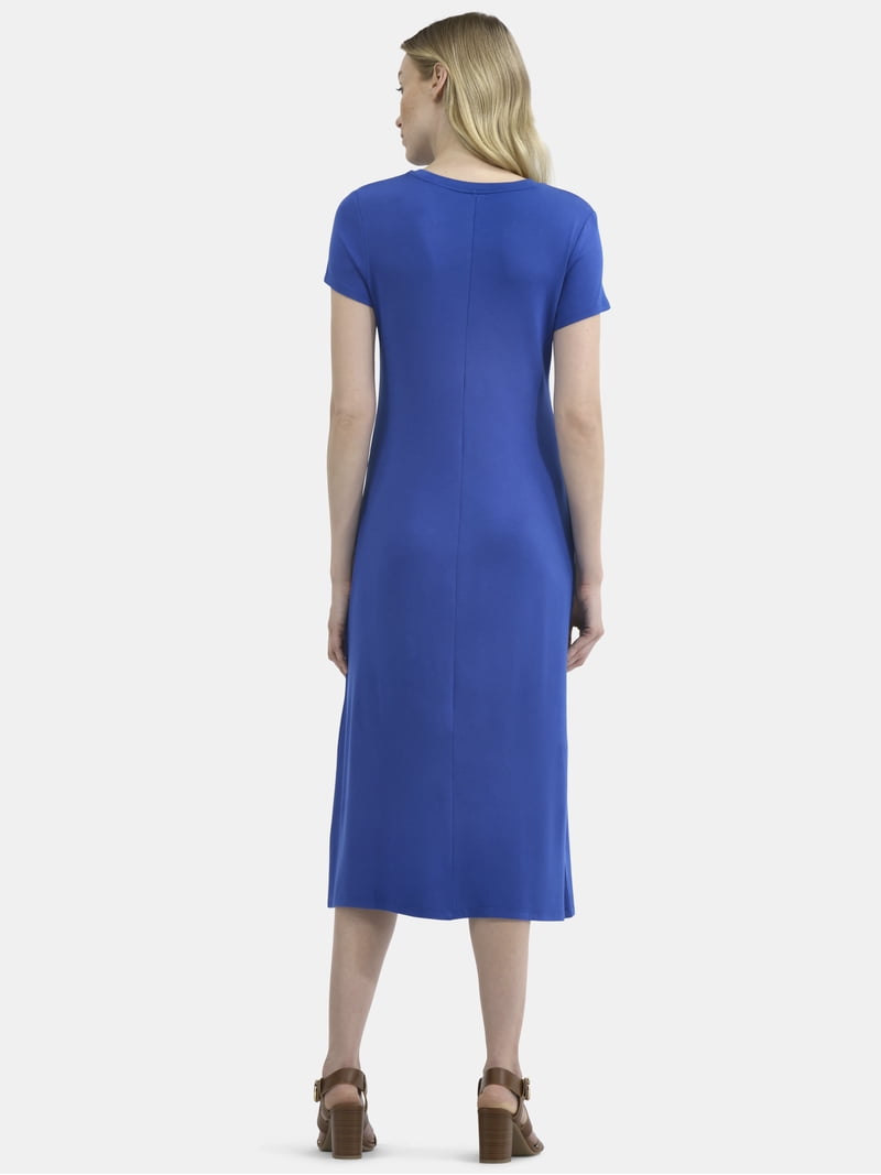 Time and Tru Women's Midi Fit and Flare Dress Sizes XS to XXXL, Short  Sleeve, Breathable Stretch Fabric - Walmart.com
