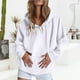 thumbnail image 2 of Manga larga blanca,Sudadera informal con capucha para mujer, jersey de manga larga, tejido de poliéster suave, ropa cómoda para estar en casa, sopatenor, 2 of 8