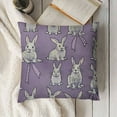 thumbnail image 3 of Mauve Throw Pillow Cushion Case, Rabbit Pattern on The Lilac Background Bunny Animal Funny Mascot Graphic Print, Decorative Square Accent Pillow Cover, Pale Grey, 3 of 5
