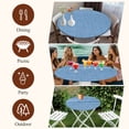 thumbnail image 7 of Blue Burlap Texture Round Tablecloth, Fitted Table Cover with Elastic for 45"-54" Round Tables, Farmhouse Vintage Blue Table Cloth Outdoor Indoor Dinning Party Waterproof Tablecloths, 7 of 7