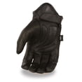 thumbnail image 2 of Milwaukee Mens Premium Leather Short Wrist Gel Palm Driving Gloves w/Reflective Skull Embroidery Black, 2 of 4