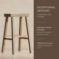 thumbnail image 4 of Maven Lane Vincent 31 Inch Tall Bar Height Backless Rectangular Saddle Barstool in Antiqued Natural Finish with Rustic Wood Top Seat, Set of 2, 4 of 6