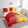 thumbnail image 3 of jejeloiu Rugby Ball 7pcs Bedding Comforter Set,Red Yellow Queen Bedding Sets For Boys Kids Reversible, 3 of 8