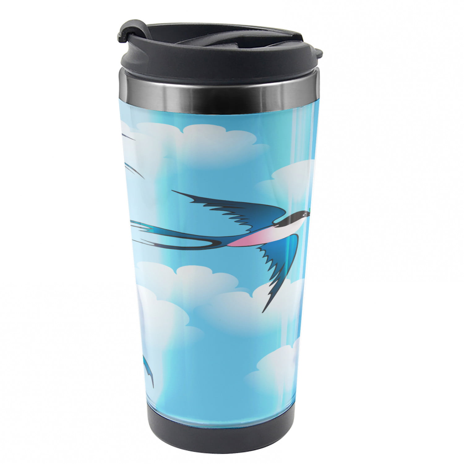 16 oz Silver Stainless Steel Travel Mug Details about   New 