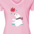 thumbnail image 4 of Inktastic Polar Bear With A Scarf, White Bear, Snowflakes Women's V-Neck T-Shirt, 4 of 5