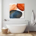 thumbnail image 4 of Orange Blue Round Canvas Wall Art, Modern Abstract Geometric Burnt Orange Navy Blue Gold Round Framed Wall Decor Modern Artwork Prints Painting for Living Room, Bedroom & Cafe Decor 28x28 Inch, 4 of 9