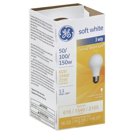 - GE SoftWhite Light Bulb 3-Way 50/100/150 Watt 3 ea