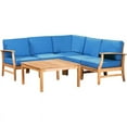 thumbnail image 2 of Noble House Perla 6-Pc Outdoor Wood Chat Set with Blue Water Resistant Cushions, 2 of 2